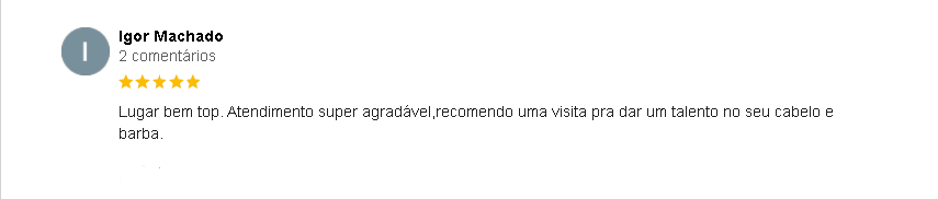 Avaliação 5 estrelas Google – Feijó Barbearia Araranguá